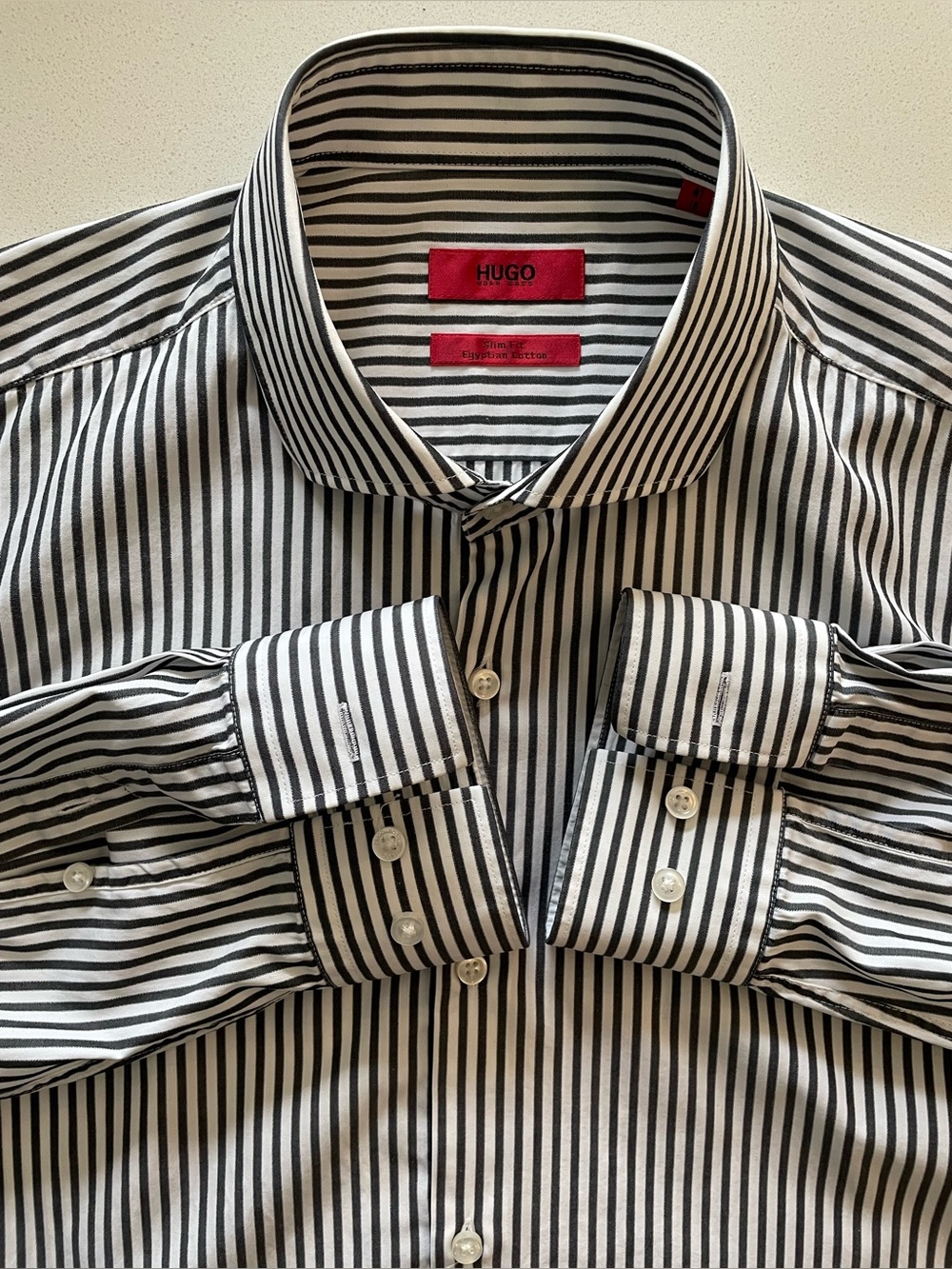 Hugo Boss - All cotton striped dress shirt Size 41 (16”neck)
